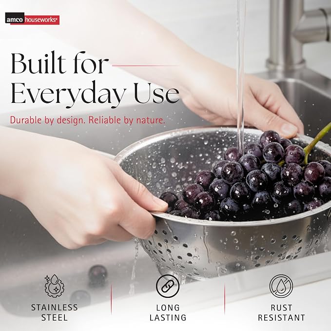Amco 3-Piece Stainless Steel Colander Set - Silver, Set of 3