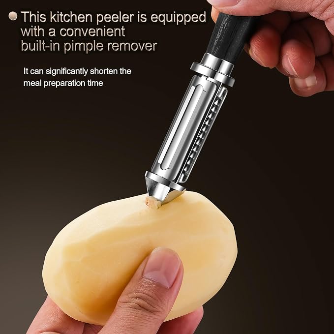 Multi-functional julienne peeler for vegetable | What worked well: Sharp blade makes quick, even cuts.Comfortable non-slip wooden handle.Easy to rinse clean after use.