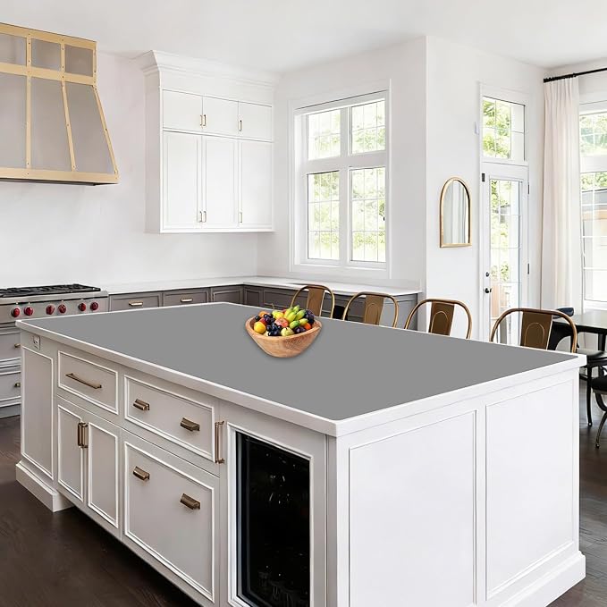 78"x32"(200cmx80cm) Large Silicone Kitchen Counter Mat, Heat Resistant Non-Slip Countertop Protector, Waterproof Multipurpose Mat for Kitchen Island, Light Gray
