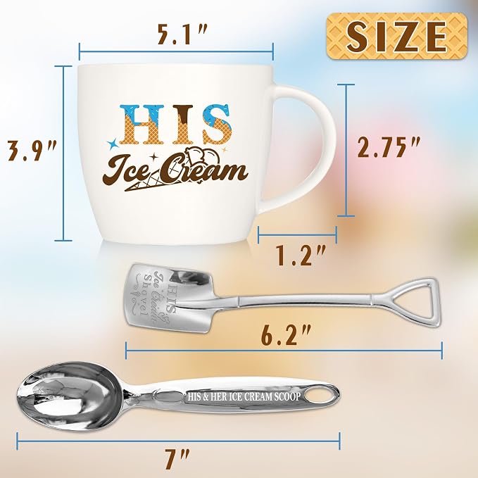 Hexagram His And Hers Gifts, Anniversary Couples Gifts Set Ice Cream Bowl | Set Ice Cream Bowl With Scoop&Shovel Spoon, Valentine's Day Young Couples Gift, His And Hers, Valentines Day