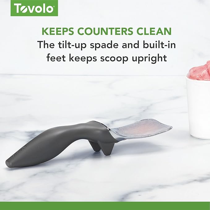 Tovolo Ice Cream Spade Heavy Duty Zinc Alloy Dishwasher Safe Ice Cream Paddle Spade for Shaping Cutting Serving Gelato Sorbet Cookie Dough, Non Slip Ergonomic Handle Ice Cream Spade, Charcoal Gray