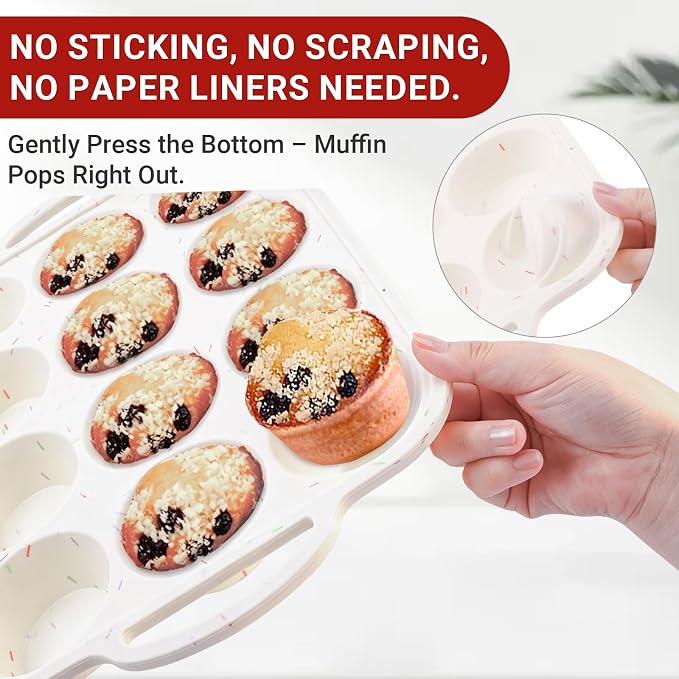 Silicone Mini Muffin Pans for Baking 24 Cup with Steel Frame Non-Stick, 2Pack Small Cupcake Pan, BPA Free Food Grade, Easy Release, Dishwasher Oven Freezer Microwave Safe for Muffin Tin Cake Pop Molds