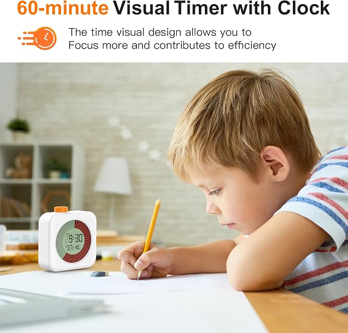 Umimile Visual Timer for Kids, 60-Minute Productivity Timer, Classroom Timer Countdown Clock for Home, School, and Work
