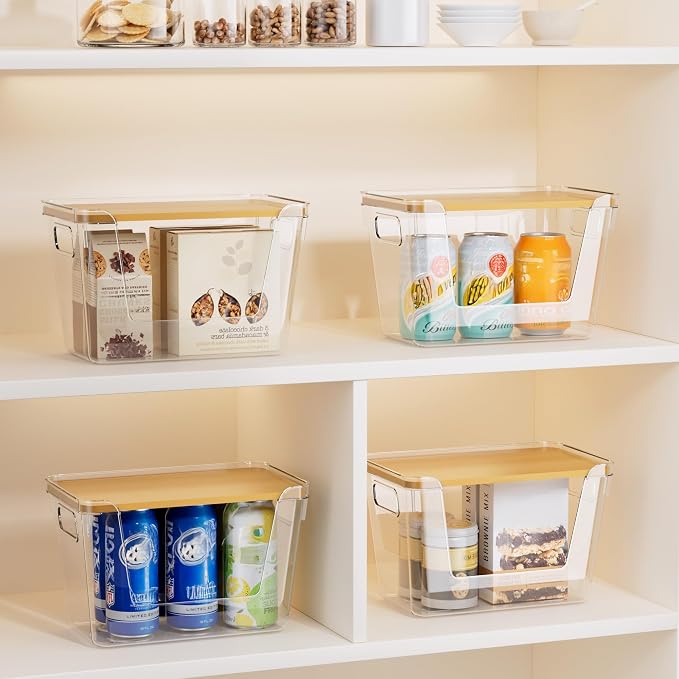 Delamu 2 Pack Trash Bag Dispenser, Stackable Garbage Bag Holder | Clear Acrylic Organizer Bins for Under Sink Organization, Pantry Storage, Cabinet, Kitchen, Laundry, Bathroom