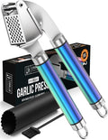 ORBLUE Garlic Press and Peeler Set, Stainless Steel - Professional Grade Mincer, Crusher - Dishwasher Safe & Rust-proof, Multi-colored