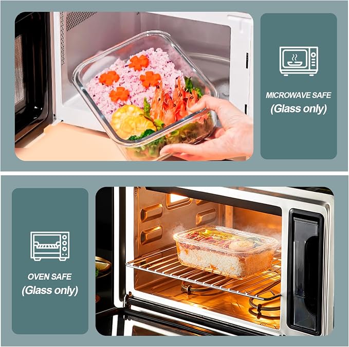30 oz 5 Pack Glass Meal Prep Containers with Lids, Gray | Glass Food Storage Containers with Lids, Airtight Lunch Box, BPA-Free, Dishwasher, Microwave, Oven and Freezer Safe