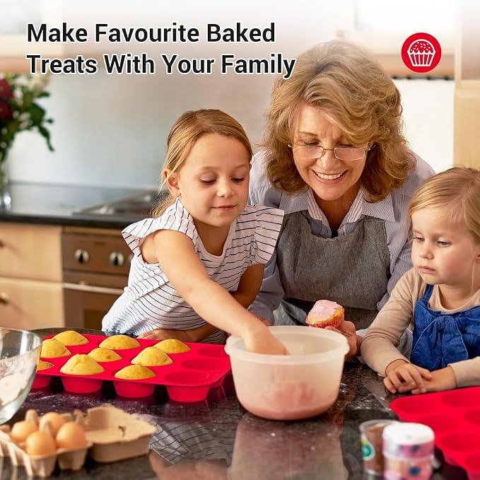 Redfly 3 Pack Silicone Muffin Pans for Baking & Cupcake Pan - 12 Cup Regular Size Silicone Molds, BPA Free Egg Bites Mold