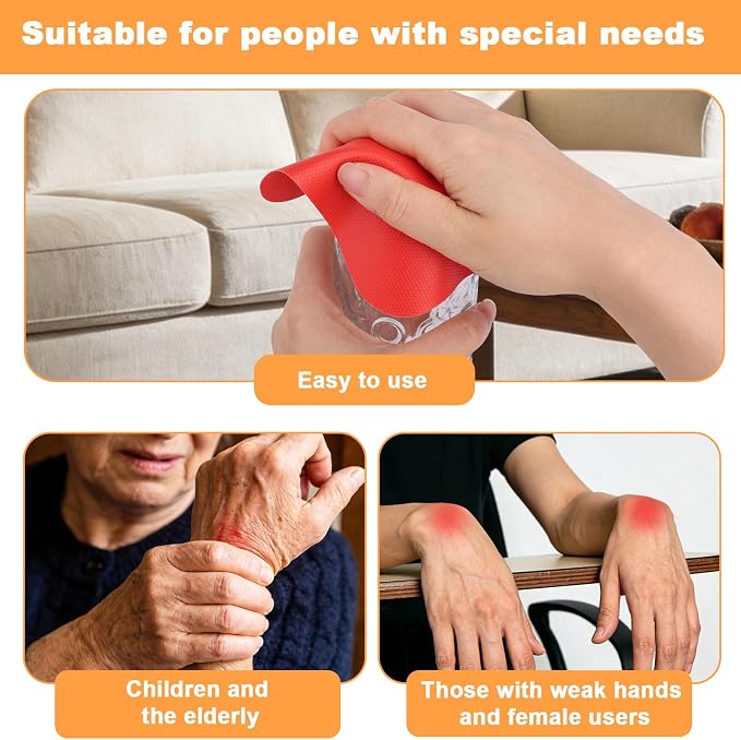 LUTER 4pcs Jar Opener Gripper Pad for Seniors with Weak Hands, Rubber | Multi-function Silicone Bottle Opener Lid Cap Rubber Gripper Pads Kitchen Coasters Gadgets, Red, Green