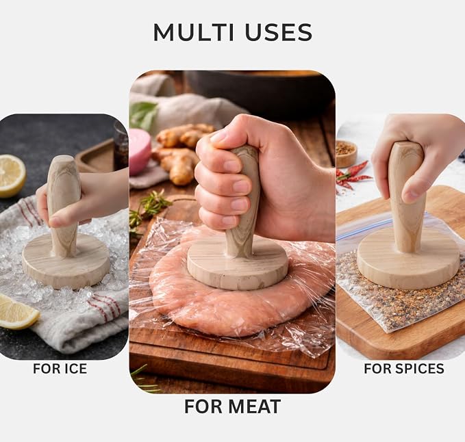 Marble Meat Pounder Tenderizer 5" Inches Brown Handmade Round Chicken Flattener Tool - Works Great As A Smash Burger Press - Meat Flattener for Steak, Chicken, Pork