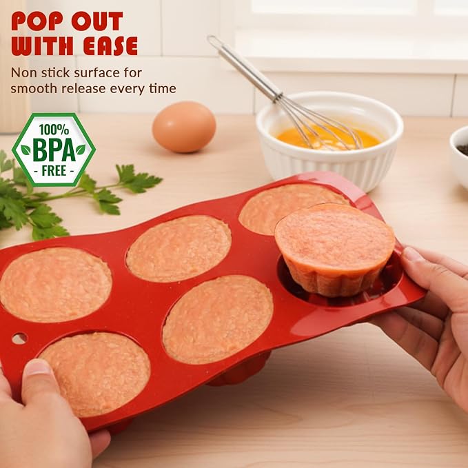 HKNMTT 2Pcs Mini Fluted Cake Pans 6-Cavity Non Stick Buntz Pan BPA Free | Food-Grade Silicone, Oven Safe, Easy Release, for Baking Cakes, Jello, Brownie