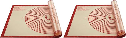 Non-slip Silicone Pastry Mat Extra Large with Measurements 36''By 24'' for Baking Mat, Counter/Dough Rolling/Oven Liner/Fondant/Pie Crust（Red） (Pack of 2)