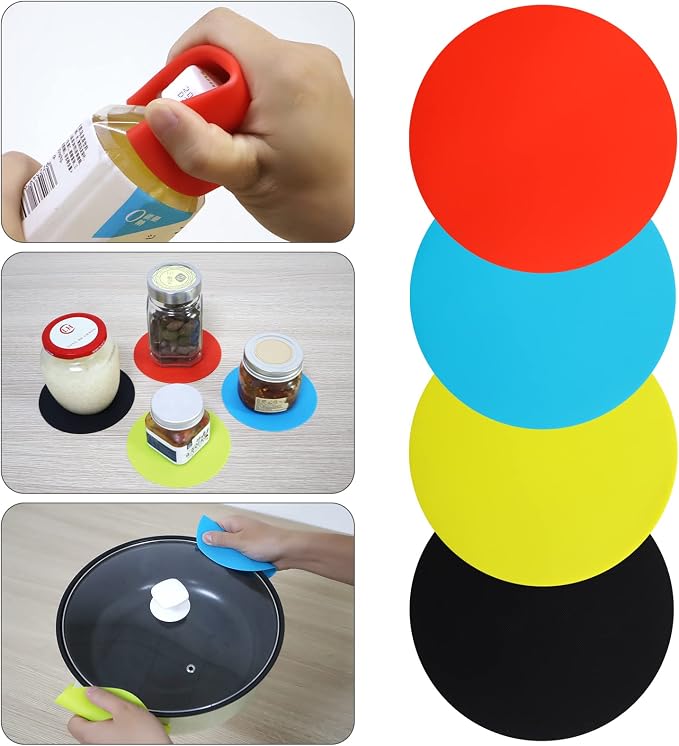 Jar Opener Bottle Opener for Weak Hands, 4&5 in 1 Multifunctional Non-Slip Can Lid Opener Tools with Silicone Jar Gripper Pad for Seniors, Children and Arthritic Hands(6-piece -set)