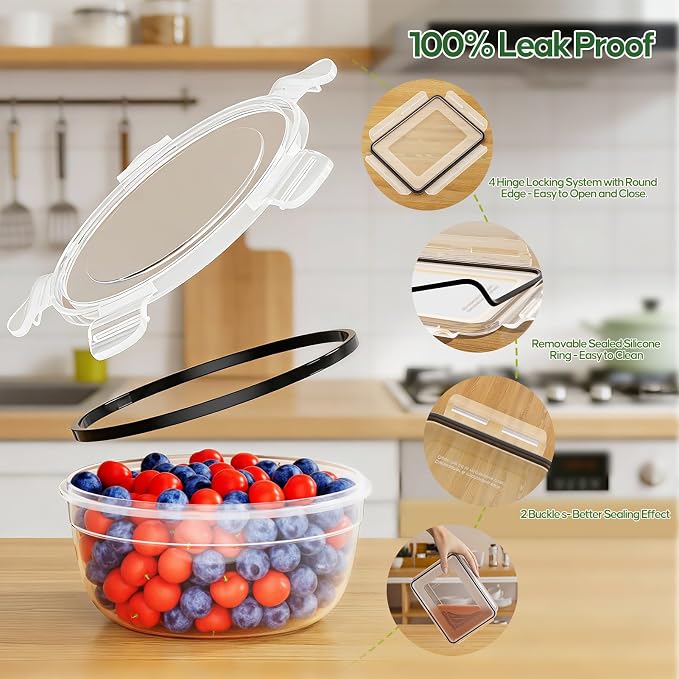 62 PCS Large Food Storage Containers with Lids (31 Lids & 31 Containers) | 85 OZ Airtight Reusable Plastic Leakproof Meal-Prep Container for Kitchen Storage Organization Microwave/Dishwasher Safe