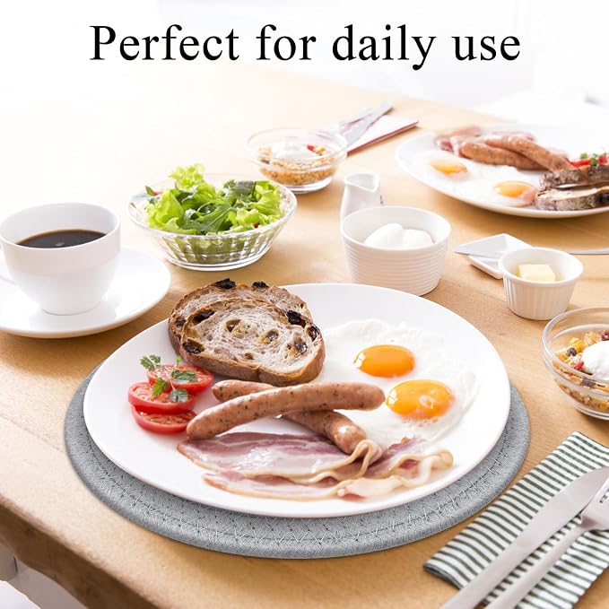SHACOS 8 Inches Trivets for Hot Dishes, 4 Pieces Cotton Trivets Mats for Kitchen, Hot Pads for Countertops and Table, Heat-Resistant Pot Holders for Hot Pots and Pans(Gray, 4pcs)