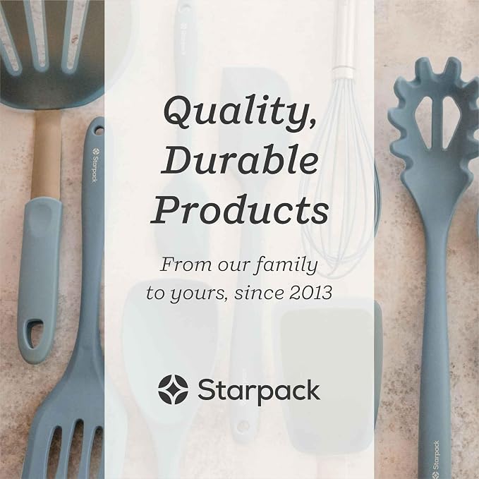 Starpack 'Let it Drain' Silicone Slotted Spoon (10.6 Inches) - Small Spoon with Slots for Cooking Heat Resistant to 600°F - Silicone Slotted Serving Spoons, Non Stick Cooking Spoons with Slots