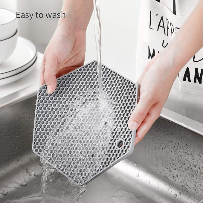 4 Packed Silicone Trivet Mats - DIY Different Size Dish Drying Mat, Hot Pot Holder for Pots & Pans, Non-Slip & Heat Resistant Kitchen Hot Pads for Countertops & Table,Merolet Red
