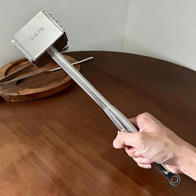 316 Stainless Steel Meat Tenderizer Tool,Chicken Pounder,Heavy Duty Mallet Hammer for Tenderizing Beef, Turkey, Chicken, Steak, Dishwasher Safe