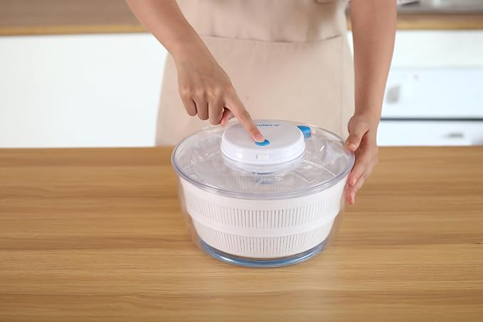 Subbuteo Electric Salad Spinner 4Qt – Rechargeable Lettuce Washer & Vegetable Dryer with 2+ Month Battery Life, Type-C, Detachable Parts, Spin Dry Kitchen Gadget for Greens Herbs Berries