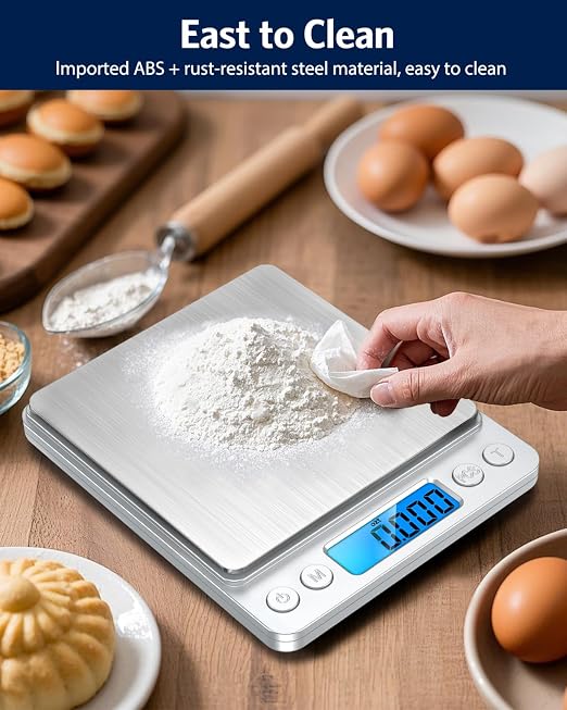 Digital Food Scale 500g/0.01g Gram Scale, Upgraded Mini Pocket Scale with 6 Units, 2 Trays, Auto Off, Tare, PCS for Food, Jewelry, Coin, Coffee (2 AAA Batteries Included)