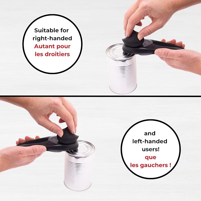 Starfrit MightiCan Can Opener, Safe Smooth-Cut Design, Holds Lid and Leaves No Sharp Edges, Comfort Grip Handle, Heavy-Duty Non-Slip Knob, 3-Year Warranty, Red