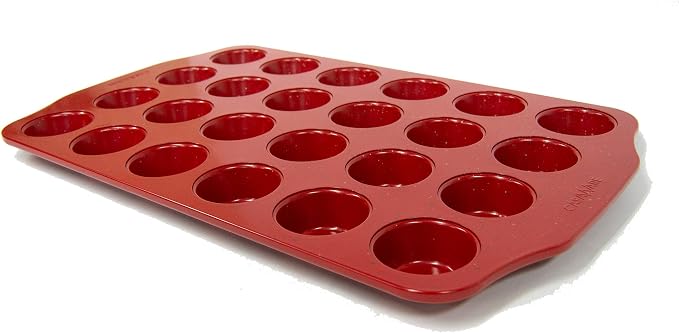 casaWare Mini Muffin Pan 24 Cup Ceramic Coated Non-Stick (Red Granite)