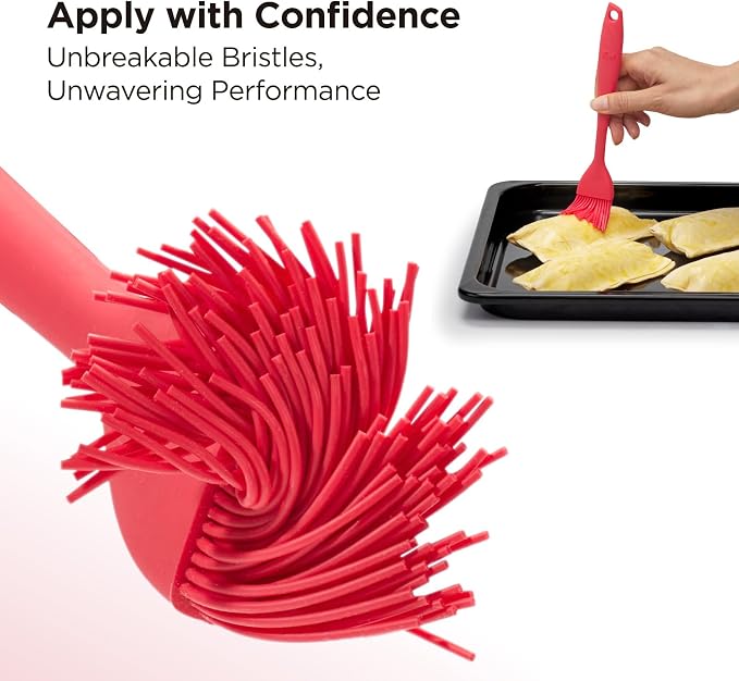 Kitchen Mama WaltzGrip Platinum Silicone Basting Pastry Brush, Red | Heat-Resistant, For Cooking, Baking, Grilling, Spreading Oil or Butter, Dishwasher-Safe