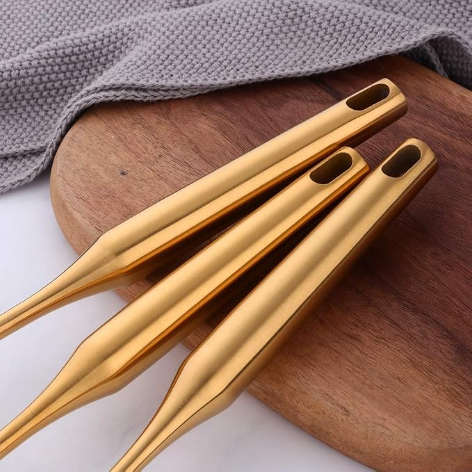 Stainless Steel Pasta Spoon Server,Kitchen Pasta Server, Ergonomic Handle & Heat Resistant Design - Kitchen Spaghetti Server Fork For Noodles, Pasta, More (gold)