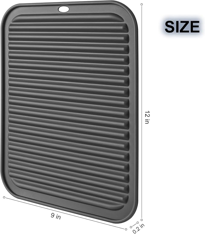 HOTEC 446℉ Heat Resistant BPA Free Silicone Trivets for Hot pots and Pans, for Kitchen Counter Dish Drying Mat, Set of 2 Dark Grey