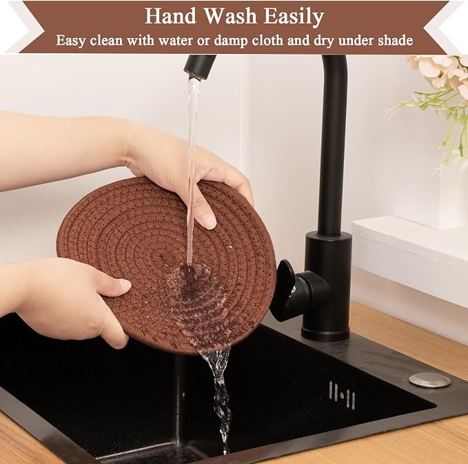 SHACOS 8 Inches Trivets for Hot Dishes, 4 Pieces Cotton Trivets Mats for Kitchen, Hot Pads for Countertops and Table, Heat-Resistant Pot Holders for Hot Pots and Pans(Mix Color, 4pcs)