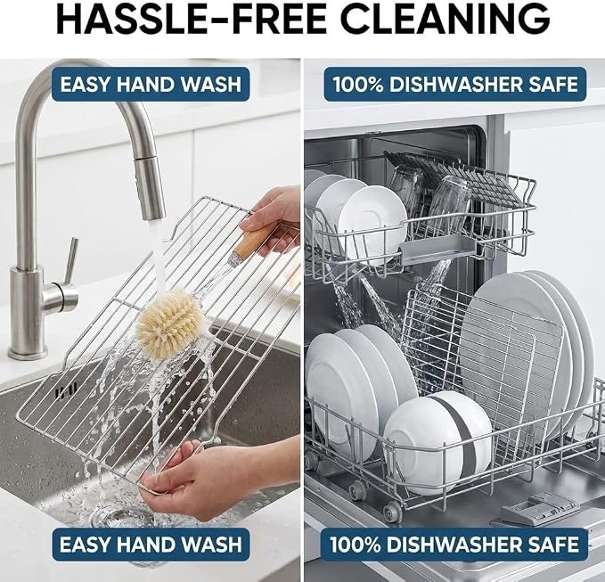 2-Pack Stainless Steel Cooling Racks for Baking and Roasting, Fits Quarter Sheet Pan, Oven Safe & Dishwasher Safe, Heavy Duty Baking Rack for Cookies, Meat, Cakes