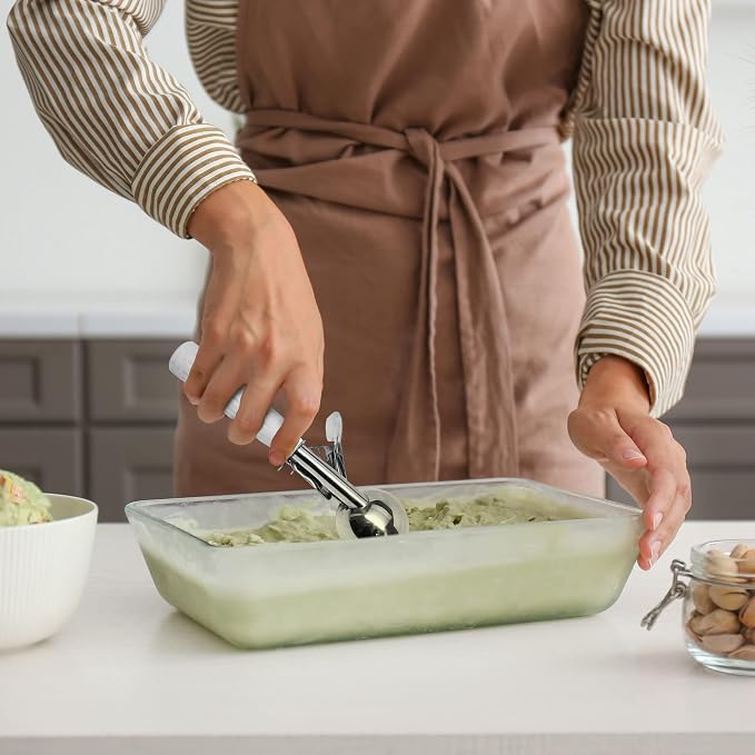 Meadow Lane Trigger Scoop - #24 Size (2-in Diameter) 2.7 Tbsp Capacity, Stainless Steel, Portion Control, Ice-cream & Cookie Dough Scoop, Light Gray