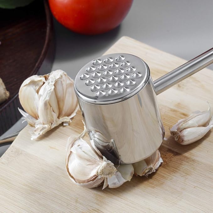 Meat Tenderizer Tool - Dual Sided Stainless Steel Mallet Hammer with Ergonomic Handle for Tenderizing & Flattening Meats