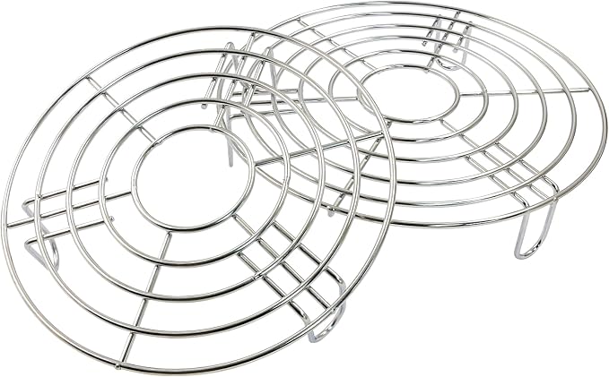 2PCS Round Cooling Racks Stainless Steel | Steamer Rack, Roasting Rack, Fits Air Fryer Stockpot Pressure Cooker, 8" and 6.89" sizes