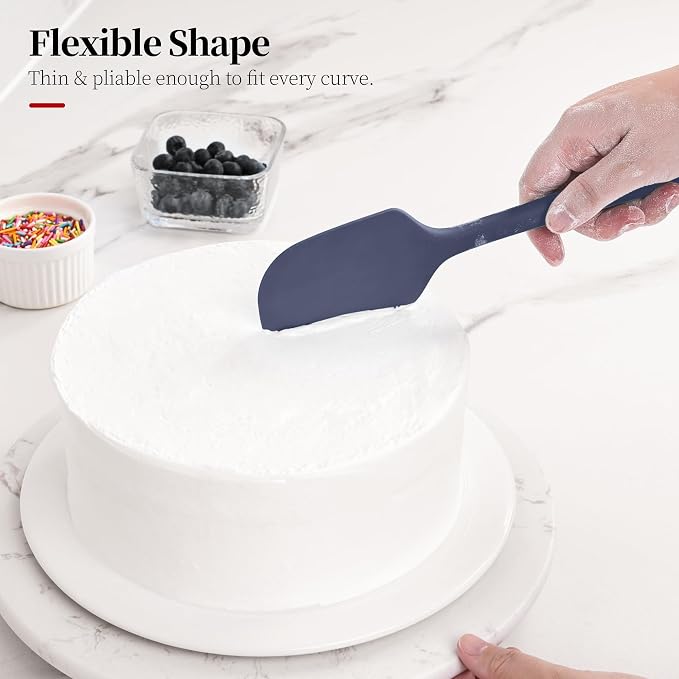 600ºF Heat Resistant Large Baking Silicone Spatula, Midnight Blue | 11.34in High Heat Food Safe Flexible Kitchen Silicone Scraper for Cooking Mixing Scraping Stirring Nonstick Cookware Pan Bowl