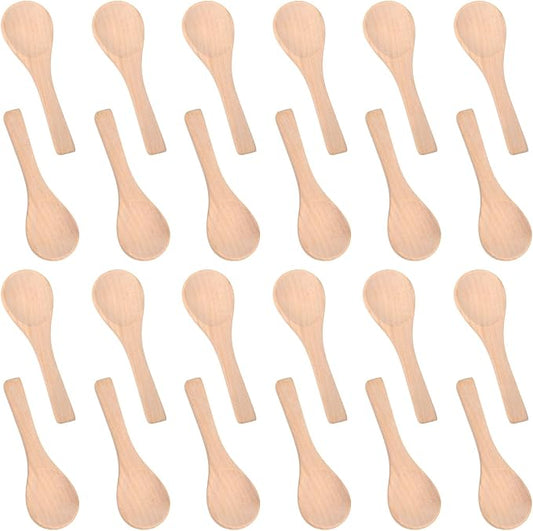 Boao 24 Pcs Small Wooden Spoons, 3.5'' L, Mini Wood Natural Tiny Spoons Wooden Little Teaspoons for Jars Sugar Creamer Honey Spices Salt Kitchen Supplies (Light Wood)