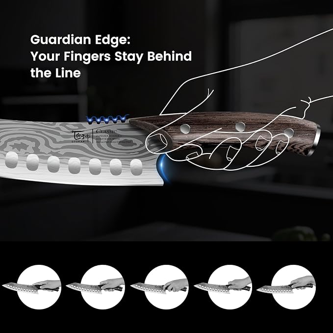 SYOKAMI Kitchen Knife Set, 3-Piece Japanese Style Chef Knives Set (8.2" Kiritsuke, 7.2" Nakiri, 4" Paring) for Precision Cutting, Damascus Pattern, Ergonomic Full Tang Wooden Handle, Cooking Gifts