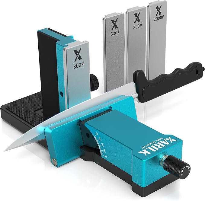 Adjustable Rolling Knife Sharpener Kit – 10°-40° Adjustable Angles, Removable Diamond Plates (320# 800# 2000#), Portable Design – Premium Kitchen Knife Sharpening Tool