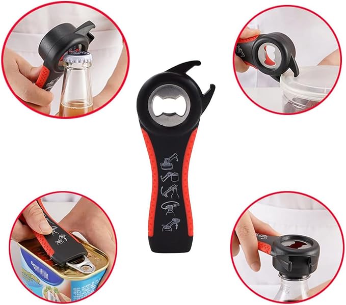 Bottle Opener for Arthritic Hand,Jar Opener for Old People, Children, Women, Those with Weak Hands,Multifunctional Kitchen Gadgets (02-Black)
