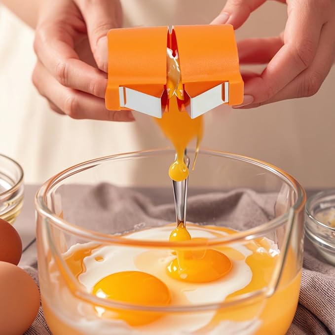 Egg Shell Opener, 2025 New Egg Cracker for Raw Eggs, Hard Boiled Egg Peeler Stainless Steel Egg Cutter Egg Cracker Tool for Raw Eggs, Handheld Eggs Breaker Kitchen Gadgets (Orange)