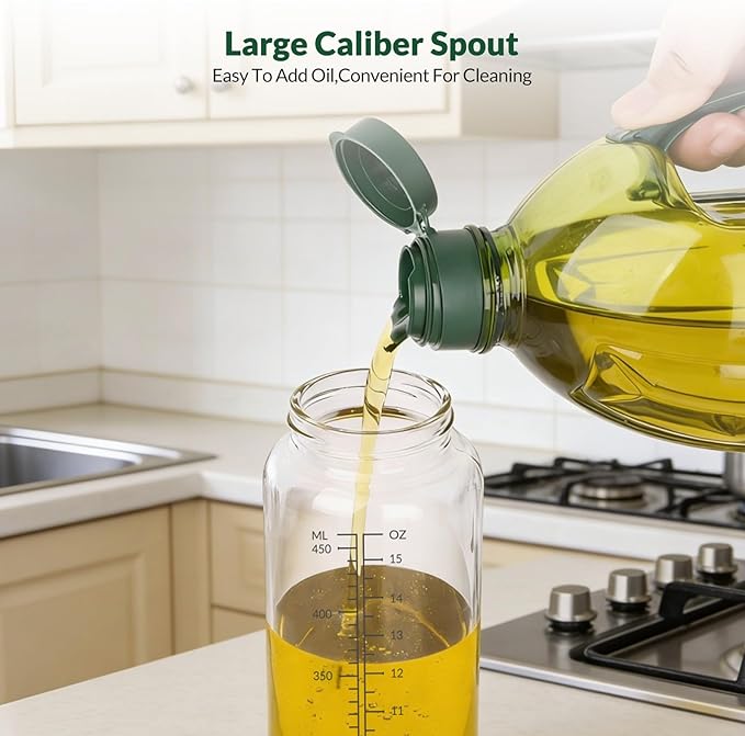 hotder Oil Bottles, Olive Oil Dispenser, Oil Dispenser Bottles, Oil Dispenser, Oil Dispenser Bottle for Kitchen, Glass Oil Bottle 500ml, Easy Refill & Cleaning Non-Drip Spout (500ML 2pcs)