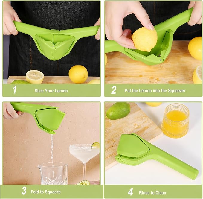 Lemon Squeezer, Effortless Manual Flat Lime Juicer Hand Press | Easy to Make Juice From Lemon, Lime, Citrus, Orange, Fruits, Folds Design For Saving Space Storage