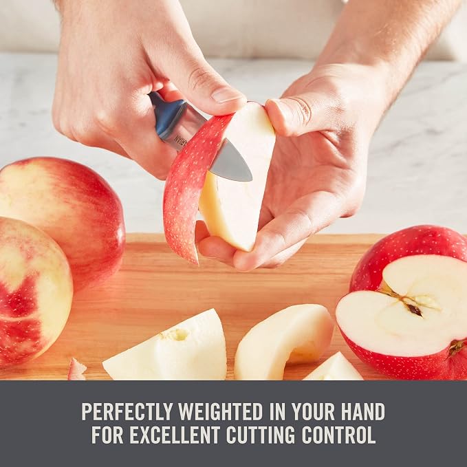 Zakarian by Dash 2 Piece Chef Grade German Steel Paring Knife Set with Smooth and Serrated Blades for Chopping, Dicing, Mincing, Slicing and More – Blue