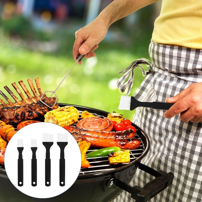 Luxshiny Bbq Brush Set 4Pcs Nylon Basting Brush with Comfortable Grip Plastic for Cooking Baking Roasting and Grilling Heat Resistant Dishwasher Safe 8.07 in