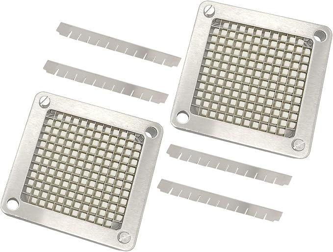 2pcs 1/4" Replacement Blade Set for Commercial Vegetable Chopper, Stainless Steel Interchangeable Blade & Pusher Block Set for Fruit Dicer Cutter