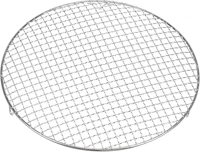 HARFINGTON Round Cooking Rack 13.8-inch 201 Stainless Steel Cross Wire Barbecue Grill Net with 20mm Legs for Cooking Baking Steaming BBQ