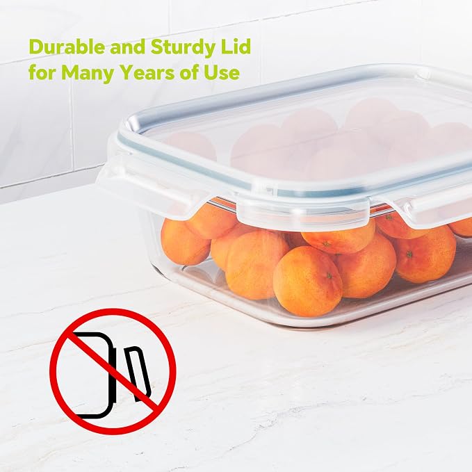 3-Pack 35 oz Borosilicate Glass Food Storage Containers with Lids, Stackable Airtight Glass Meal Prep Containers for Lunch & Leftover, BPA-Free & Leak Proof, for Microwave, Oven, Dishwasher