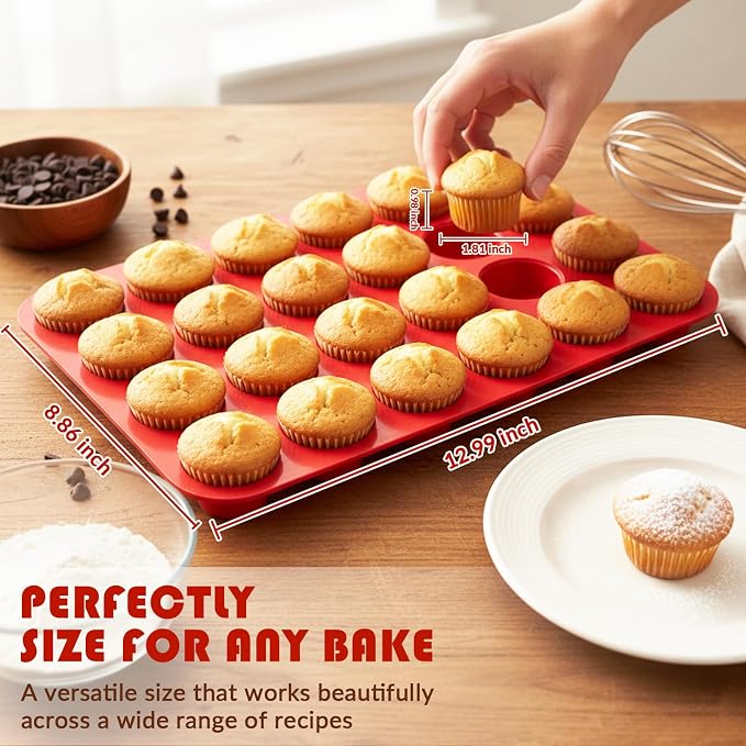 HKNMTT Mini Silicone Muffin Pans for Baking 24Cups BPA-Free Egg Bites Molds | Food-Grade, Non-Stick, Oven Safe, Small Cupcake Pans, Muffin Tin