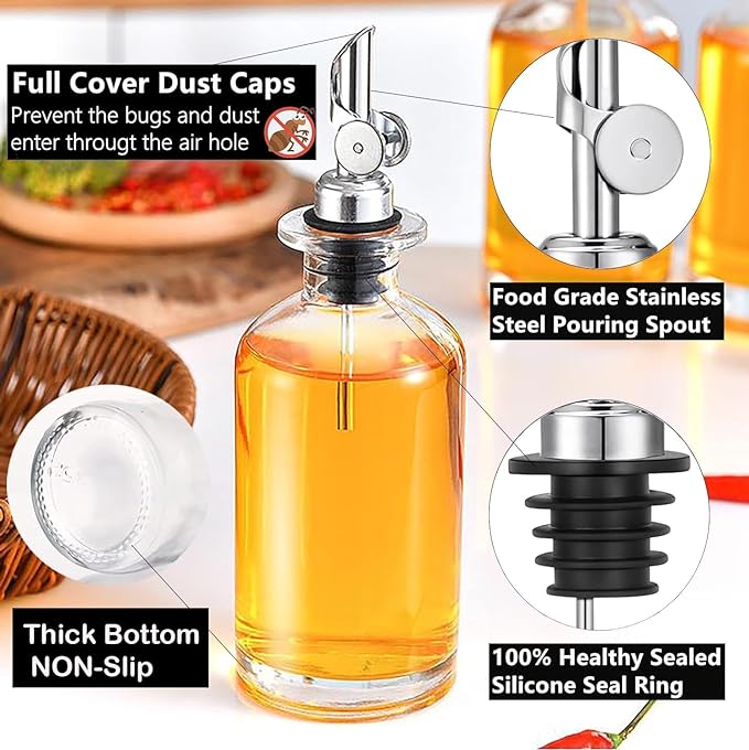 Pafuen 4 Pack Liquor Pour Spout, Oil Pourer, Olive Oil Pour Spout for Olive Oil Dispenser (Gold)