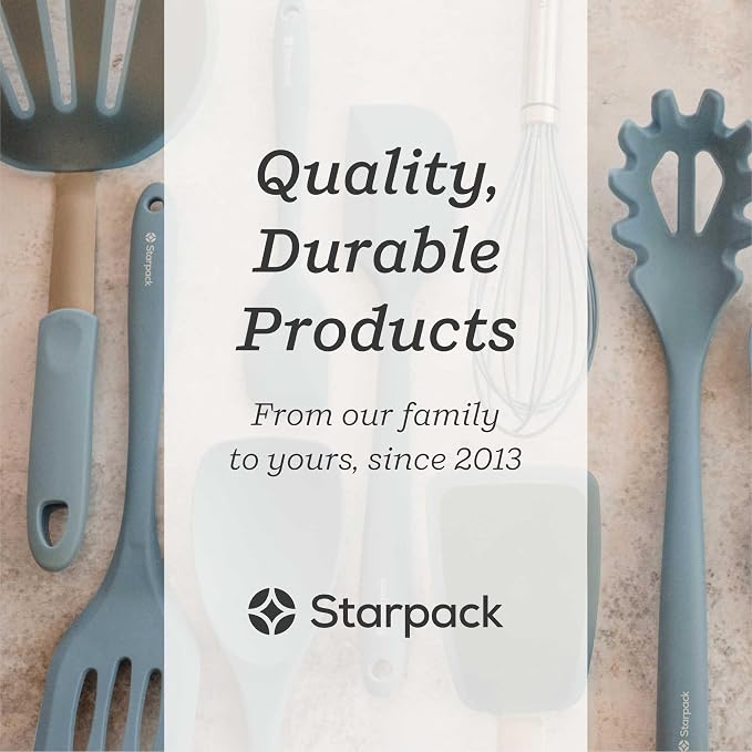 Starpack XL Premium Silicone Pasta Fork (13.5") - Spaghetti Spoons High Heat Resistant to 600°F - Silicone Pasta Spoon Strainer - Server Spoon with Teeth - Server Utensil for Pastas