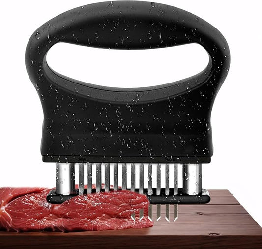 Meat Tenderizer Tool,Kitchen Cooking Tool Best For Tenderizing,48 Stainless Steel Ultra Sharp Needle Blades,Pork, Veal, BBQ,Chicken,Beef(Black)
